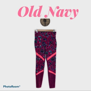 Old Navy Fushia Go Dry Floral Leggings (S)